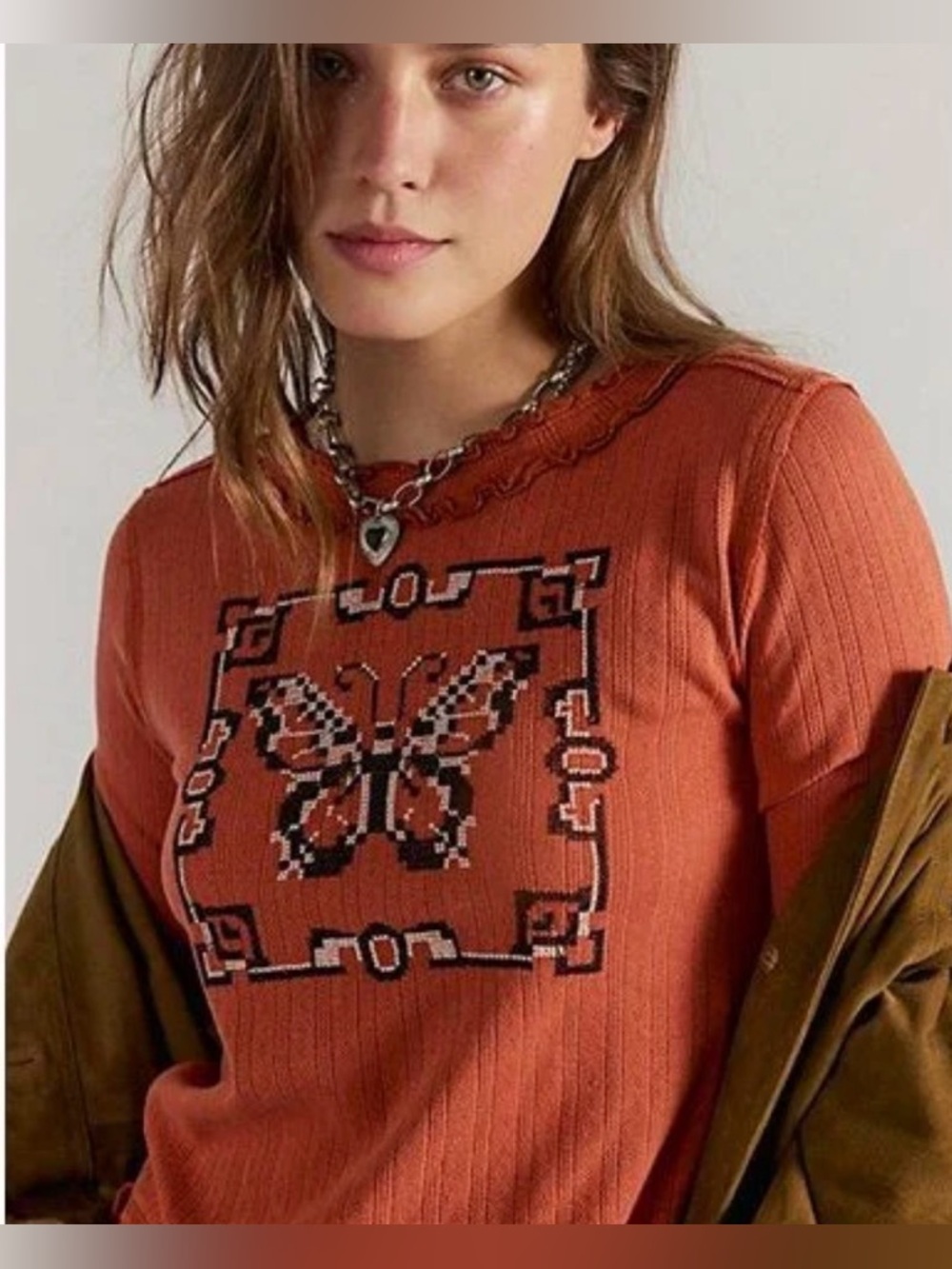 Free People We The Free Through The Woods Tee. NWT. Butterfly combo